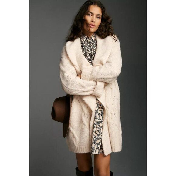 NWT ANTHROPOLOGIE Sz XS CARDIGAN SWEATER IVORY - Picture 1 of 6